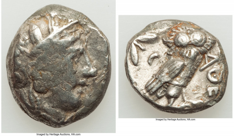 ATTICA. Athens. Ca. 393-294 BC. AR tetradrachm (24mm, 18.05 gm, 8h). Fine. Late ...