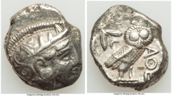 ATTICA. Athens. Ca. 393-294 BC. AR tetradrachm (25mm, 19.14 gm, 8h). Choice Fine. Late mass coinage issue. Head of Athena with eye in true profile rig...
