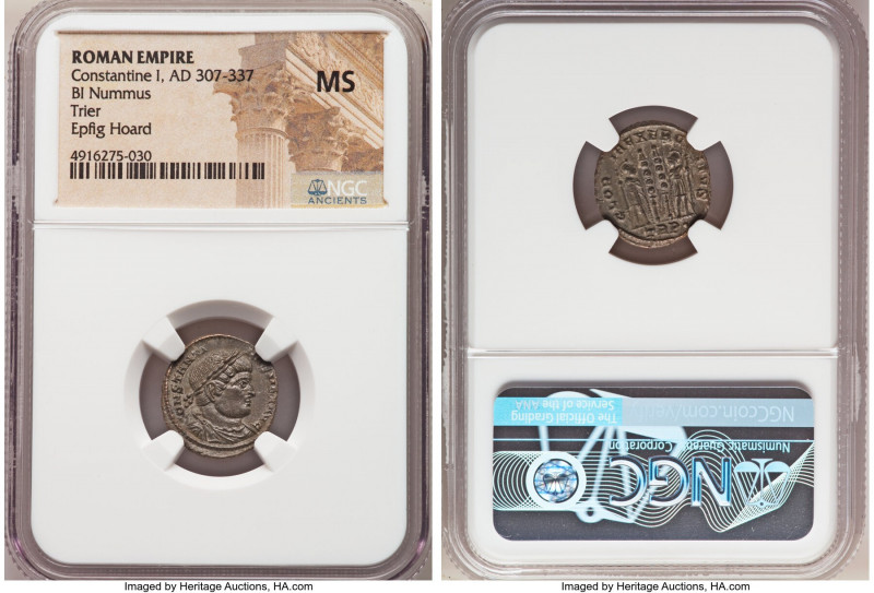 Constantine I the Great (AD 307-337). AE3 or BI nummus (17mm, 5h). NGC MS. Trier...