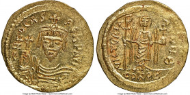 Phocas (AD 602-610). AV solidus (20mm, 4.50 gm, 7h). NGC MS 4/5 - 4/5. Constantinople, 9th officina, AD 607-609. d N FOCAS-PЄRP AVG, crowned, draped a...