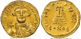 Constans II Pogonatus (AD 641-668). AV solidus (20mm, 4.35 gm, 6h). NGC MS 4/5 - 4/5, clipped. Constantinople, 6th officina, AD 650/1. d N CONStAN-tIN...