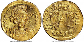 Constantine IV Pogonatus (AD 668-685). AV solidus (19mm, 4.41 gm, 5h). NGC MS 4/5 - 2/5, graffiti. Constantinople, 7th officina, AD 669-674. d N CONS-...