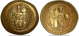 Constantine X Ducas (AD 1059-1067). AV histamenon nomisma (25mm, 5h). NGC AU. Constantinople. +IhS XIS RЄX-RЄϚNANThIm, Christ seated facing on throne ...