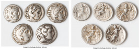 ANCIENT LOTS. Greek. Macedonian Kingdom. Ca. 4th-3rd centuries BC. Lot of five (5) AR drachms. Fine-Choice Fine. Includes: (5) Macedonian drachms from...