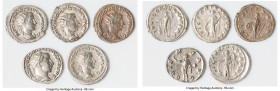 ANCIENT LOTS. Roman Imperial. Gordian III (AD 238-244). Lot of five (5) AR antoniniani. VF-XF. Includes: Various types of Gordian III antoniniani. Tot...
