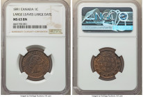 Victoria "Large Leaves, Large Date" Cent 1891 MS63 Brown NGC, London mint, KM7.

HID09801242017

© 2020 Heritage Auctions | All Rights Reserved