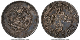 Kiangnan. Kuang-hsü Dollar CD 1904 XF Details (Chop Mark) PCGS, Nanking mint, KM-Y145a.14, L&M-257. Variety with HAH and CH on the reverse and dot to ...