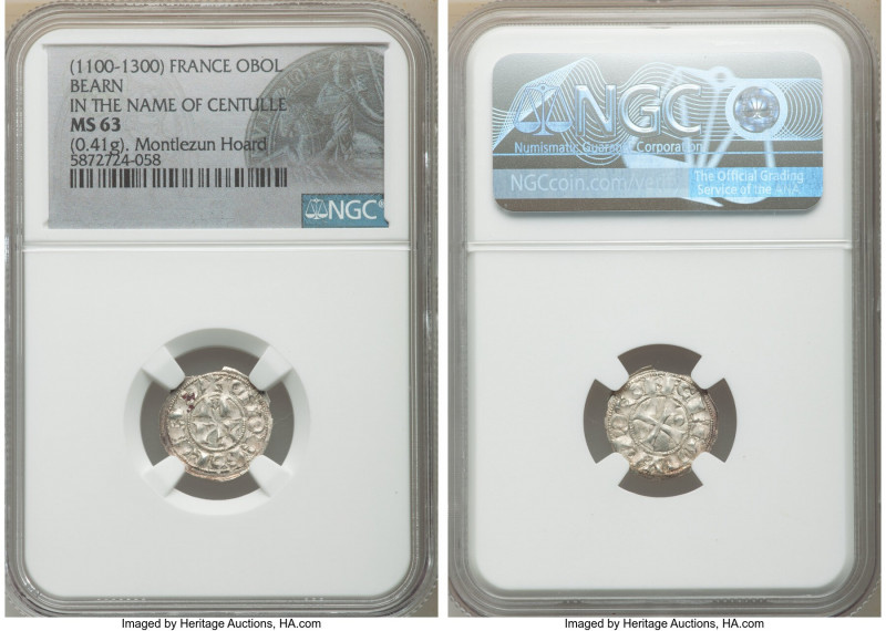 Bearn. Anonymous Obol ND (1100-1300) MS63 NGC, Bearn mint, PdA-3234. 0.41gm. In ...