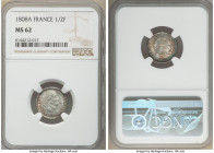 Napoleon 1/2 Franc 1808-A MS62 NGC, Paris mint, KM680.1. Second year of two year type. 

HID09801242017

© 2020 Heritage Auctions | All Rights Res...