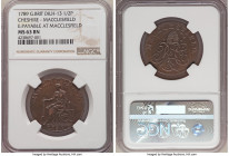 Cheshire. Macclesfield copper 1/2 Penny Token 1789 MS63 Brown NGC, D&H-13. Edge: PAYABLE AT MACCLESFIELD. HALFPENNY 1789 Female seated left with cogwh...