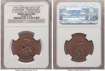 Hampshire. Portsmouth copper 1/2 Penny Token 1793 MS63 Brown NGC, D&H-57A. Edge: PAYABLE AT WAREHOUSE. PHILANTHROPIST IOHN HOWARD F.R.S. His bust left...