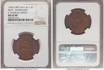 Kent. Hawkhurst copper 1/2 Penny Token 1794 MS65 Brown NGC, D&H-30. Edge: CHARLES HIDER'S. JUSTICE & CONFIDENCE THE BASIS OF TRADE date 17 94 above sh...