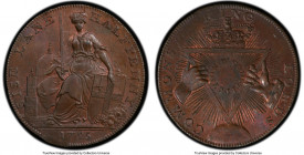 Middlesex. Davidson's copper 1/2 Penny Token 1795 MS65 Brown PCGS, D&H-295. SISE LANE HALFPENNY 1795 Female seated half left, holding sword and shield...
