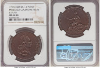 Middlesex. Goodmans Fields copper Penny Token 1797 MS64 Brown NGC, D&H-7. BRITISH COMMERCIAL PENNY Bust of George III laureate right / BRITANNIA Brita...