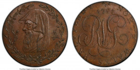 Wales. North Wales copper 1/2 Penny Token 1793 MS64 Brown PCGS, D&H-1b. Druids head left within wreath / NORTH WALES HALFPENNY date above RNG monogram...