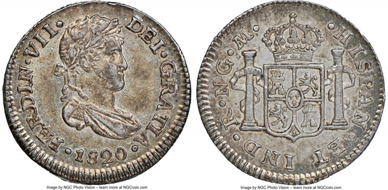 Ferdinand VII 1/2 Real 1820 NG-M AU58 NGC, Nueva Guatemala mint, KM65.

HID098...