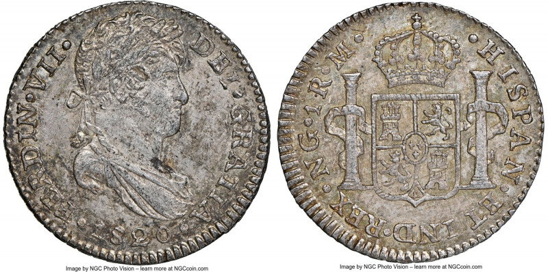 Ferdinand VII Real 1820 NG-M MS64 NGC, Nueva Guatemala mint, KM66. Steel and sla...