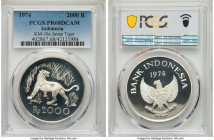 Republic silver Proof 2000 Rupiah 1974 PR68 Deep Cameo PCGS, Royal mint, KM39a. Conservation series - Javan Tiger. One year type. 

HID09801242017
...