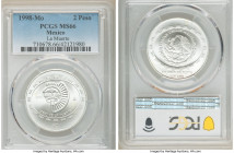 Estados Unidos "La Muerte" 2 Pesos 1998-Mo MS66 PCGS, Mexico City mint, KM618. Two year type. Disco De La Muerte commemorative. 

HID09801242017

...