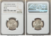 Haakon VII Krone 1908 MS66 NGC, Kongsberg mint, KM369. Crossed hammers on shield variety.

HID09801242017

© 2020 Heritage Auctions | All Rights R...