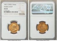 Republic gold "Double Shaft" Pond 1892 AU58 NGC, Berlin mint, KM10.1. Double-shaft variety. Nicely toned a blood-orange color. 

HID09801242017

©...