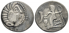 CELTIC, Lower Danube. Uncertain tribe. Circa 100 BC. Drachm (Silver, 19.5 mm, 2.22 g, 11 h), imitating an issue of Alexander III. Celticized head of H...