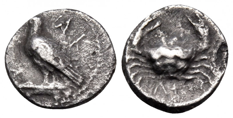 SICILY. Akragas. Circa 450-440 BC. Litra (Silver, 10 mm, 0.41 g, 3 h). ΑΚ - RΑ E...