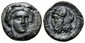 SICILY. Gela. Circa 339-310 BC. Tetras (Bronze, 14 mm, 2.09 g, 2 h). Wreathed head of Demeter facing slightly right. Rev. Wreathed head of Gelas left....
