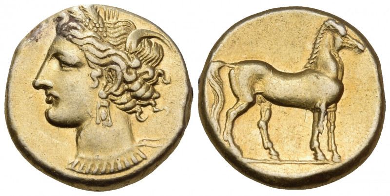 CARTHAGE. Circa 290-270 BC. Stater (Electrum, 18 mm, 7.49 g, 12 h). Head of Tani...