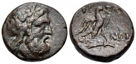 THRACE. Bisanthe. Circa 178-168 BC. (Bronze, 16 mm, 5.78 g, 12 h). Laureate head of Zeus to right. Rev. BI-ΣAN/ΘΗ-ΝΩΝ Eagle with wings spread standing...