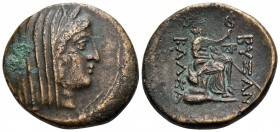 THRACE. Byzantion. late 3rd-2nd centuries BC. (Bronze, 24 mm, 10.49 g, 1 h), alliance issue with Kalchedon in Bithynia. Veiled head of Demeter to righ...