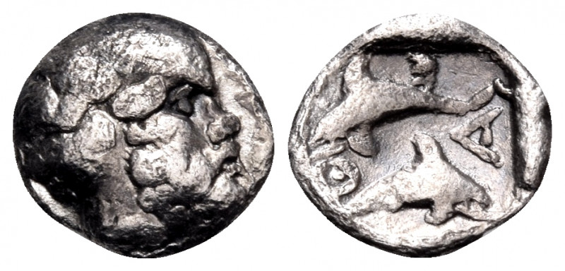 ISLANDS OFF THRACE, Thasos. Circa 412-404 BC. Hemiobol (Silver, 8 mm, 0.38 g, 12...