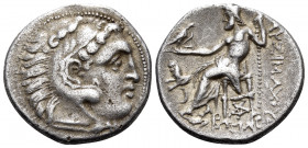 KINGS OF THRACE. Lysimachos, 305-281 BC. Drachm (Silver, 18 mm, 3.90 g, 12 h), Kolophon, c. 301/0-300/299. Head of Herakles to right, wearing lion ski...