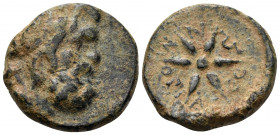 THRACO-MACEDONIAN TRIBES, Moriaseis. 2nd century BC. (Bronze, 19 mm, 7.32 g). Laureate head of Zeus to right. Rev. M-O-P-I-A-Σ-E-Ω-N Star of six rays....