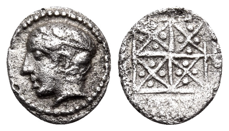 MACEDON, Chalkidian League. Circa 432-348 BC. Trihemiobol (Silver, 8 mm, 0.26 g)...