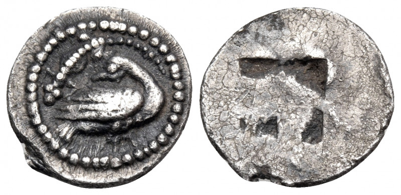 MACEDON. Eion. Circa 460-400 BC. Trihemiobol (Silver, 12 mm, 0.92 g). Goose stan...