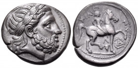 KINGS OF MACEDON. Philip II, 359-336 BC. Tetradrachm (Silver, 26 mm, 13.77 g, 7 h), Amphipolis, struck c. 315/4-295/4. Laureate head of Zeus to right....