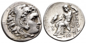 KINGS OF MACEDON. Alexander III ‘the Great’, 336-323 BC. Drachm (Silver, 18 mm, 4.30 g, 9 h), struck under Philip III, Lampsakos, 323-317. Head of you...
