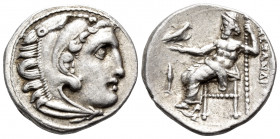 KINGS OF MACEDON. Alexander III ‘the Great’, 336-323 BC. Drachm (Silver, 12 mm, 4.32 g, 12 h), struck under Philip III, Kolophon, c. 322-319. Head of ...