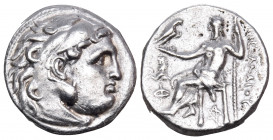 KINGS OF MACEDON. Alexander III ‘the Great’, 336-323 BC. Drachm (Silver, 16 mm, 4.72 g, 1 h), struck under Lysimachos, Kolophon, circa 301/0-300/299. ...
