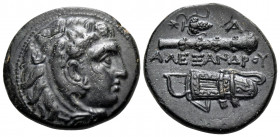 KINGS OF MACEDON. Alexander III ‘the Great’, 336-323 BC. Hemiobol (Bronze, 19 mm, 5.95 g, 10 h), Tarsos, c. 327-323. Head of youthful Herakles to righ...