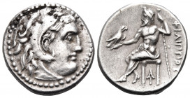 KINGS OF MACEDON. Philip III Arrhidaios, 323-317 BC. Drachm (Silver, 16 mm, 4.36 g, 1 h), Magnesia, c. 323-319. Head of Herakles to right, wearing lio...
