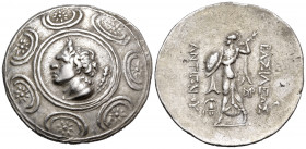 KINGS OF MACEDON. Antigonos II Gonatas, 277/6-239 BC. Tetradrachm (Silver, 33.5 mm, 17.09 g, 9 h), "dramatic style", Amphipolis, circa 252/1-246. Horn...