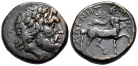 THESSALY. Magnetes. Mid 2nd-mid 1st centuries BC. Trichalkon (Bronze, 21 mm, 9.58 g, 12 h). Laureate head of Zeus to right. Rev. ΜΑΓΝΗ-ΤΩΝ The centaur...
