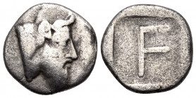 AKARNANIA, Federal Coinage (Akarnanian Confederacy). Circa 420 BC. Hemidrachm (Silver, 13 mm, 2.05 g, 11 h), Stratos. Horned and bearded head of the r...