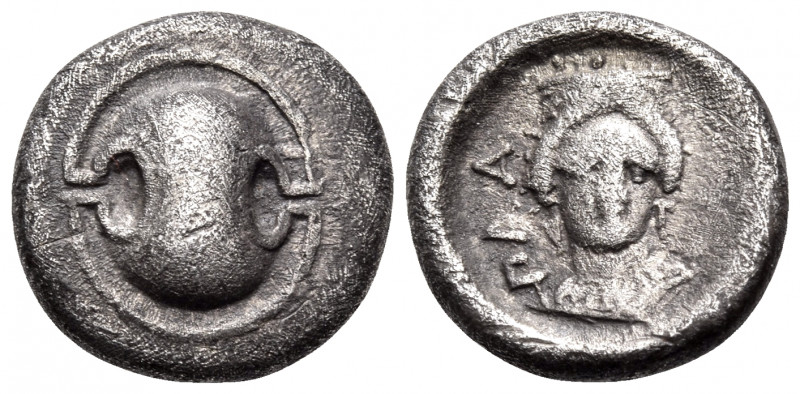 BOEOTIA. Plataiai. Circa 387-372 BC. Hemidrachm (Silver, 12 mm, 2.48 g). Boiotia...