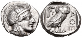 ATTICA. Athens. Circa 449-404 BC. Tetradrachm (Silver, 24 mm, 17.21 g, 10 h), c. 430s. Head of Athena to right, wearing crested Attic helmet adorned w...