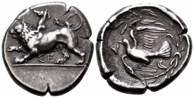 SIKYONIA. Sikyon. Circa 431-400 BC. Stater (Silver, 24 mm, 12.15 g, 3 h). ΣΕ Chimaera moving to left on ground line, right paw raised slightly. Rev. D...