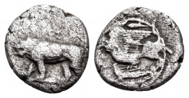 SIKYONIA. Sikyon. Circa 431-400 BC. Hemiobol (Silver, 8 mm, 0.39 g, 11 h). Σ Lion standing left. Rev. Dove flying left, within olive-wreath. BCD Pelop...