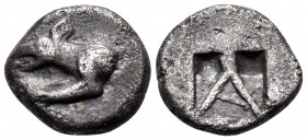 ARGOLIS. Argos. Circa 480/70-440/30 BC. Triobol (Silver, 13 mm, 2.65 g, 12 h). Forepart of wolf at bay to left, with both legs parallel to the neck as...